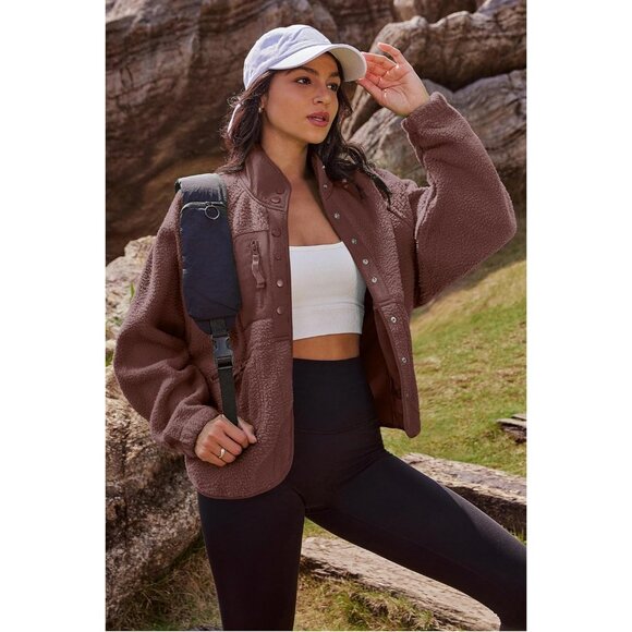 Women's Red Brown Fuzzy Fluffy Fleece Vest Jacket Coats Winter Warm Outwear - Picture 4 of 7